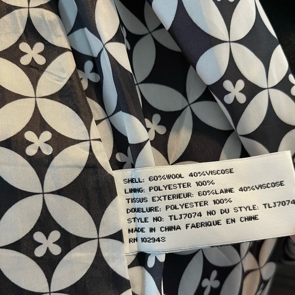 Anthro Tulle | Wool Blend Long Coat | Black | Women’s L - Picture 6 of 6